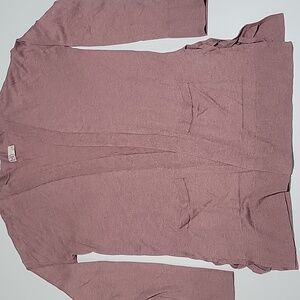 Dusty Rose Lightweight Open Cardigan With Split Woven Hem M